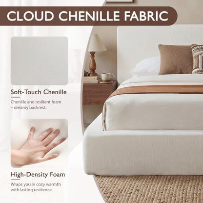 Queen Cloud Bed Frame with Cushion Headboard and 360° Foam Surround, view 6