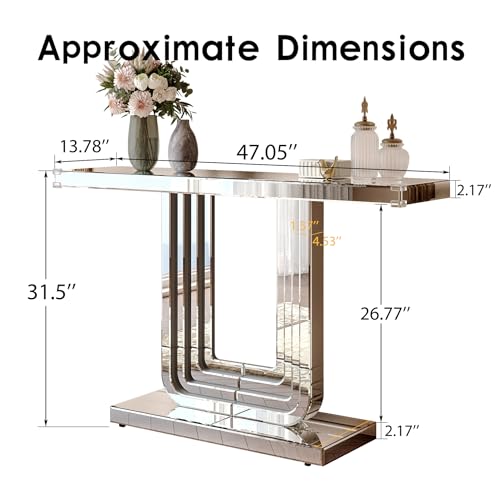 Silver Mirrored Console Table, view 3