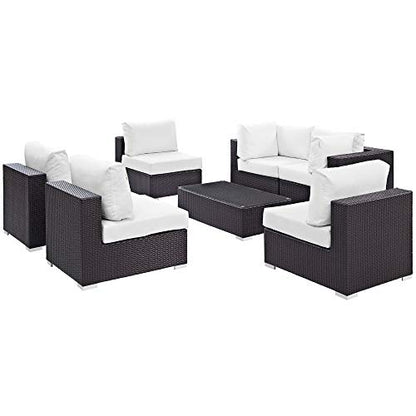 Convene Outdoor Sectional Set | Weather-Resistant Rattan | Aluminum Frame | 7 Piece Patio Furniture with Cushions