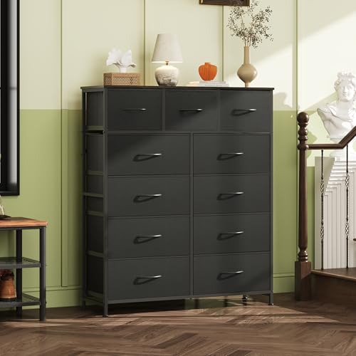 Tall Dresser for Bedroom, 11 Drawer Chest of Drawers, Charcoal Black, view 3