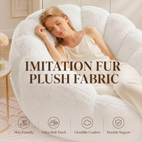 46" Oversized Flower Bean Bag Chair with Ottoman for Adults, view 6