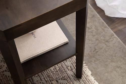 Talcott Modern Rectangle Wood Side Table; 22 x 14 x 26; Dark Brown; Transitional Decorative Two-Tier End Table for Use as a Bedroom Nightstand or Living Room Accent