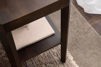 Talcott Modern Rectangle Wood Side Table; 22 x 14 x 26; Dark Brown; Transitional Decorative Two-Tier End Table for Use as a Bedroom Nightstand or Living Room Accent