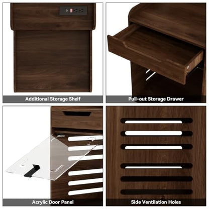 YUSING Dog Crate Furniture with Charging Station, Flip-Up Acrylic Door, view 7