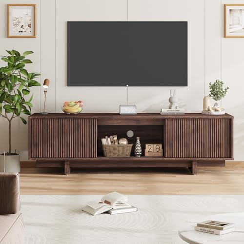 55" Mid Century TV Stand for 65 TVs Fluted, Walnut, view 5