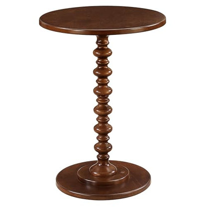 Palm Beach Spindle Table 17.75" - Traditional Round End Table for Living Room, Turned Solid Wood Side Table, Classic Display Pedestal Table, Espresso