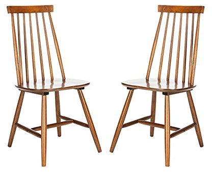 SAFAVIEH Home Collection Priam Farmhouse Walnut Brown Spindle Back Living Room Accent Dining Chair