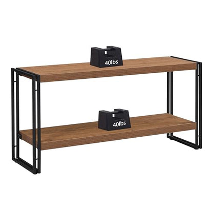 2 Shelf Bookcase Small Display Book Shelf Rustic Industrial, Brown