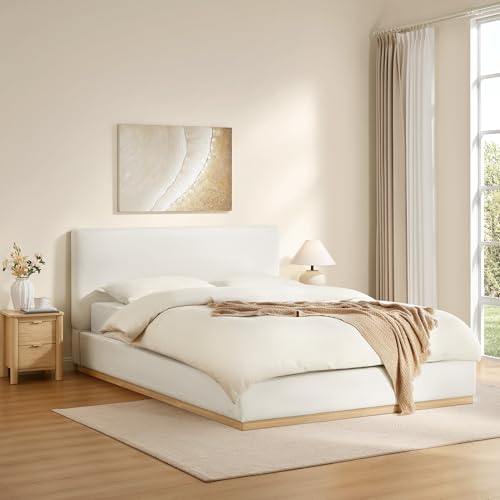 Upholstered Boucle Bed Frame Noise-Free Assembly, view 4