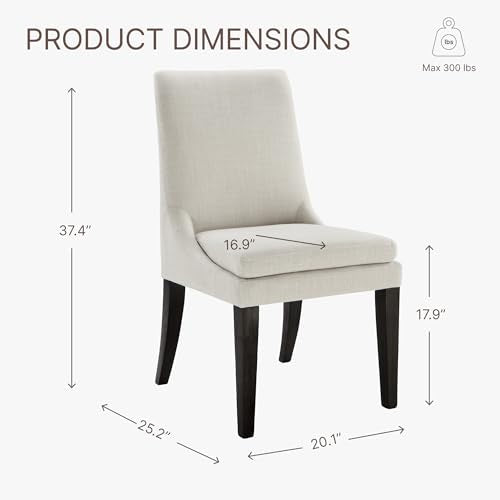 Upholstered Dining Chairs Modern Sidechair Performance Fabric High Back Armlesschair for Diningroom Kitchen,Cream,Set of 2(1 Box)