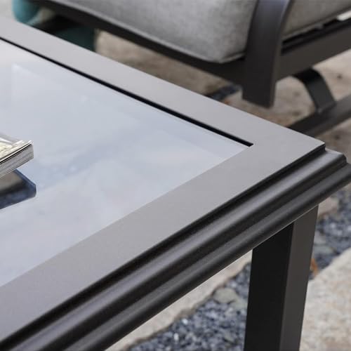 Outdoor Glass Coffee Table,Outdoor Furniture Coffee,Patio Garden Furniture Multi-Functional Tea Table with Tempered Glass Top, for Conversation-Square (Tea Table with Glass Top)