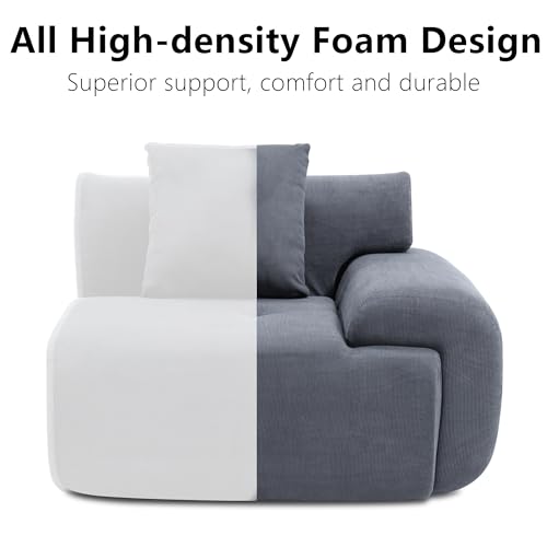 122 Inch Modular Sectional Sofa, Premium Corduroy Cloud Couch with Ottoman, 1200lbs Capacity Heavy Duty Deep Seat Sectional, High-Density Foam (Gray, 3 Seater & 1 Ottoman)