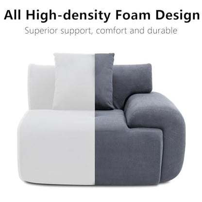 122 Inch Modular Sectional Sofa, Premium Corduroy Cloud Couch with Ottoman, 1200lbs Capacity Heavy Duty Deep Seat Sectional, High-Density Foam (Gray, 3 Seater & 1 Ottoman)