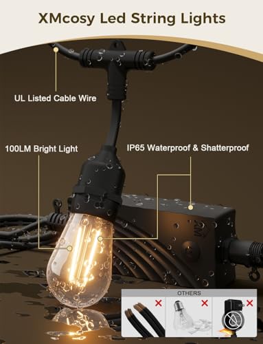 XMCOSY+ Smart Outdoor String Lights, 98Ft LED Patio Lights Waterproof IP65, view 6