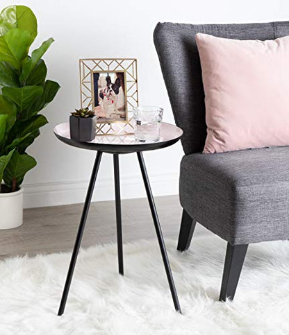 Laranya Modern Side Table, 15" x 15" x 22.5", Pink and Black, Glam Minimalist End Table