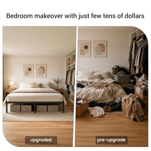 Queen Metal Bed Frame with Storage and Support Legs, view 7
