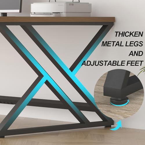 Rustic Large Computer Desk, 79" Extra Long Industrial Home Office Desk, view 6