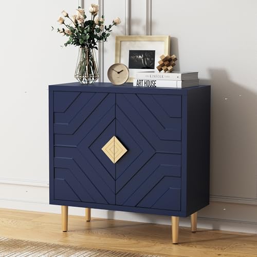 Sideboard Storage Cabinet with 2 Doors, Accent Cabinet with Decorative Embossed Pattern Doors, Sideboard Buffet for Living Room, Kitchen, Dining Room, Hallway