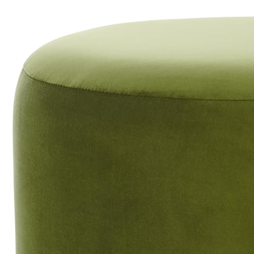 SAFAVIEH Home Collection Naref Olive Green Velvet Round Ottoman