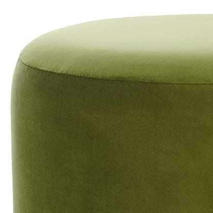 SAFAVIEH Home Collection Naref Olive Green Velvet Round Ottoman