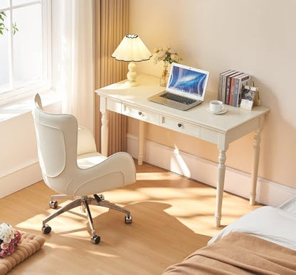 French Country Style Writing Desk with Drawers, White, 47'', view 4