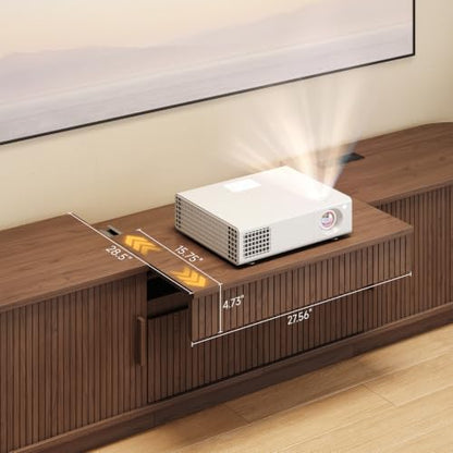 86.6" Projector TV Stand with Outlets for Screen up to 120", Walnut, view 7