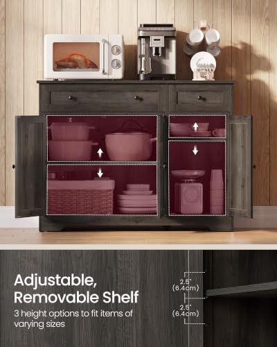 VASAGLE Buffet Cabinet, Sideboard, 3 Doors, 42.1 x 15.8 x 31.8 Inches, view 5