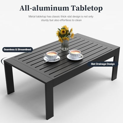 5 Piece Modern Aluminum Patio Furniture Set, Outdoor Patio Sectional Conversation Metal Seating Sets with Olefin Cushion and Coffee Table