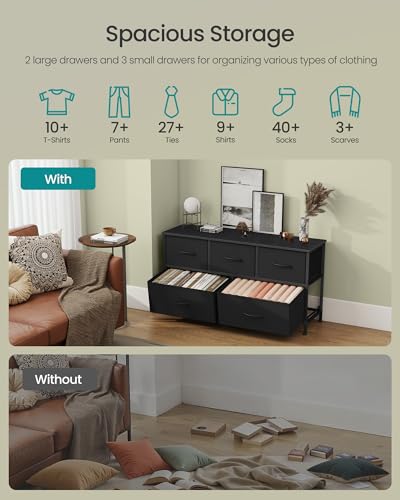 Dresser for Bedroom, Wide Dresser with 5 Fabric Drawers, view 6