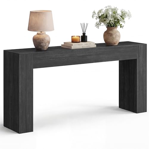 VASAGLE Entryway Table, Thick Tabletop Console Table, Farmhouse | Long Console Table, for Hallway, Behind the Couch, Charcoal Gray, ULNT147BA01S