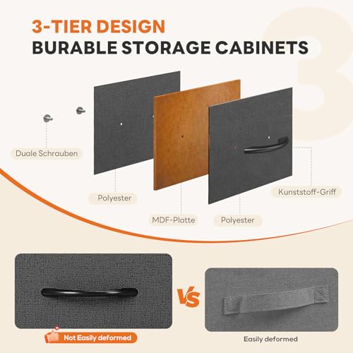 7 Drawer Dresser for Bedroom Storage with Fabric Bins, Gray, view 5