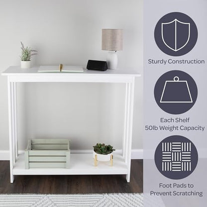 Slim Console Table - 39in x 11.8in Narrow Entryway Table - 2-Tier Sofa Table with Open Storage Shelf - Console Tables for Entryway, Hallway, and Foyer - Living Room Furniture by (White)