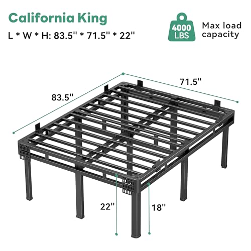 Rounded Leg Cal King Bed Frame with Double Layer Design, view 3
