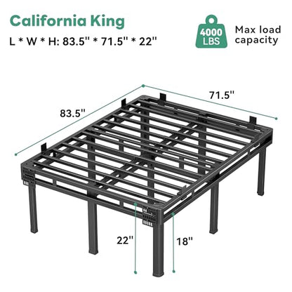 Rounded Leg Cal King Bed Frame with Double Layer Design, view 3