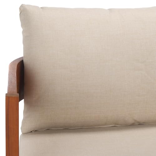 SAFAVIEH Outdoor Patio Furniture - Theo 4-Piece Set - Sand & Taupe - Acacia Wood - Conversation Set with Detachable Cushion Covers - Ideal for Patio, Deck, Porch, Backyard (PAT9511A-KIT2)