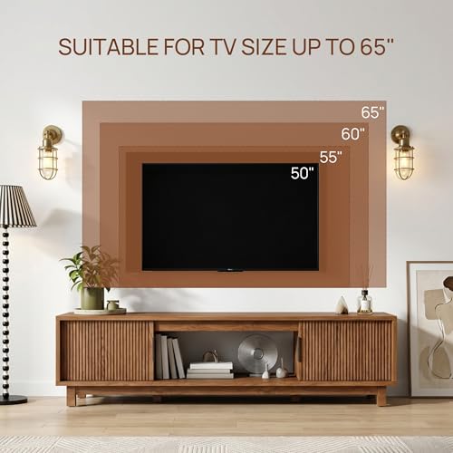 Fluted TV Stand, Mid Century Modern TV Stands for Living Room, view 8