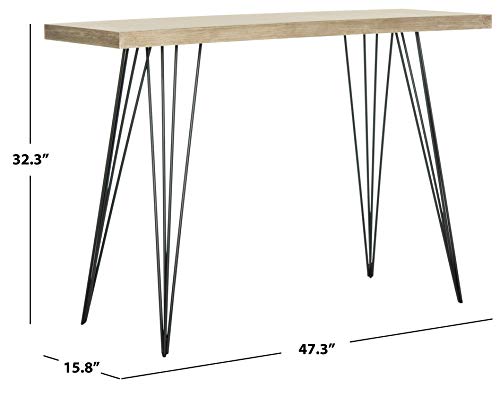 Safavieh Home Collection Etro Retro Mid-Century Light Oak and Black Wood Console