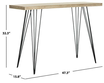 Safavieh Home Collection Etro Retro Mid-Century Light Oak and Black Wood Console