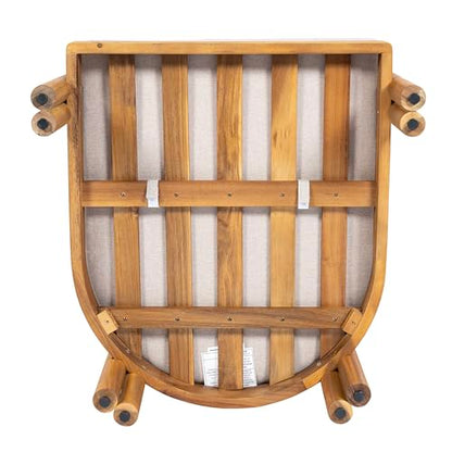 Cove Acacia Wood Lounge Chair Outdoor with Removable Cushion, Solid Wood Patio Accent Chair, Patio Furniture Outdoor Club Chair, Light Teak+Beige