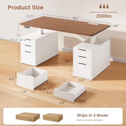 55" Electric Standing Desk with 6 Drawers, Adjustable Stand up Desk with Storage, view 4