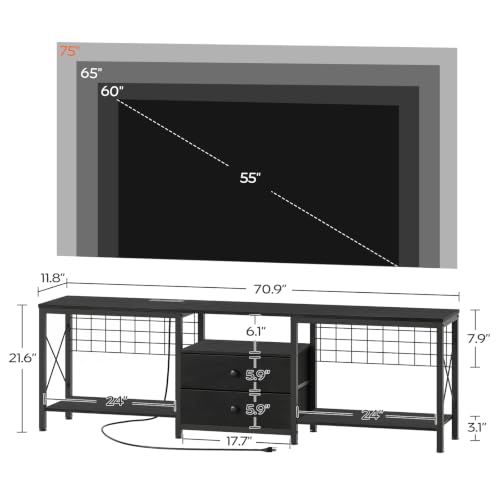 TV Stand with Power Outlet Up to 75 Inch, view 3