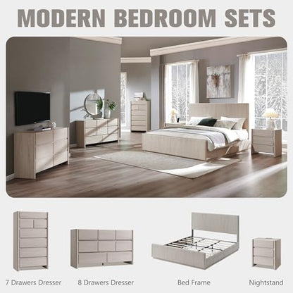 Modern 6 Drawers Dresser for Bedroom, 47" Wide Dresser-Cream, view 7