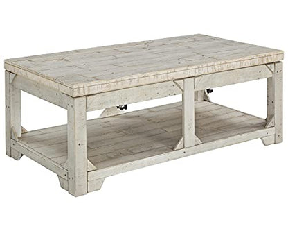 Whitewash farmhouse lift top coffee table and end table set, view 5