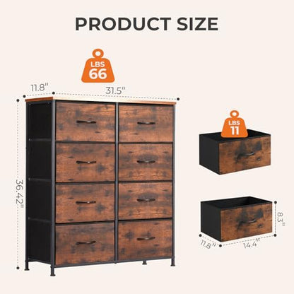 Dresser for Bedroom with 8 Drawers, Large Storage Tower, view 4