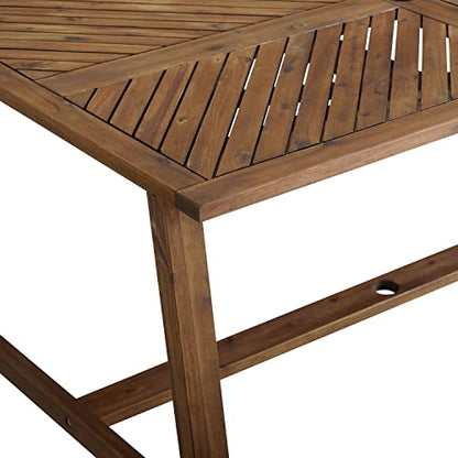Outdoor Patio Wood Chevron Rectangle Coffee Table All Weather Backyard Conversation Garden Poolside Balcony, 60 Inch, Dark Brown