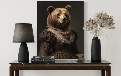 Brown Bear Art Print Poster, Female Wildlife Animal Portrait Farmhouse Nature Wall Art Bedroom Bathroom Living Room Decor 128 (Brown Bear, 20"L x 16"W, Unframed)