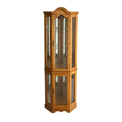 Home Decorators Collection Vitric Lighted Curio, 70" Hx21 Wx16 D, Golden Oak