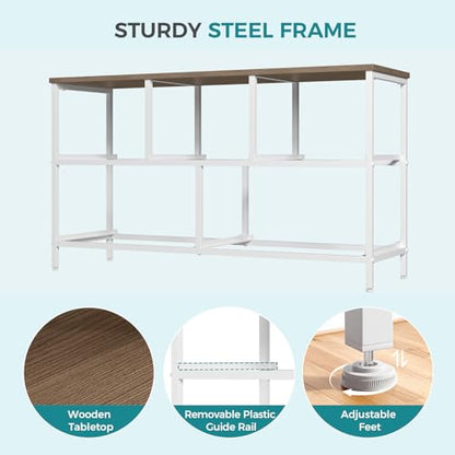 Dresser for Bedroom with 5 Drawers, Wide Chest of Drawers, Fabric Bedroom Dresser with Drawer Organizer, Storage Organizer Unit with Fabric Bins for Closet, Living Room, Hallway, Greige Oak