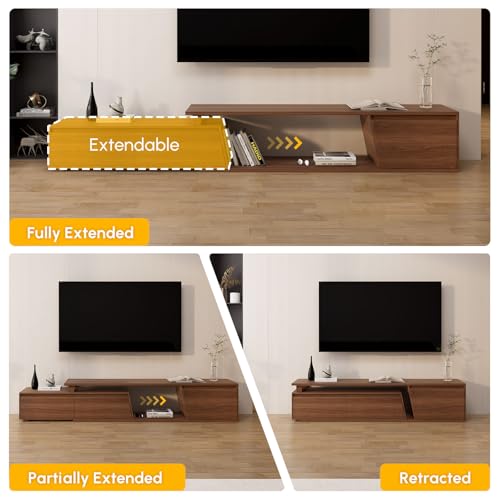Extendable TV Stand, Walnut Media Console, view 4