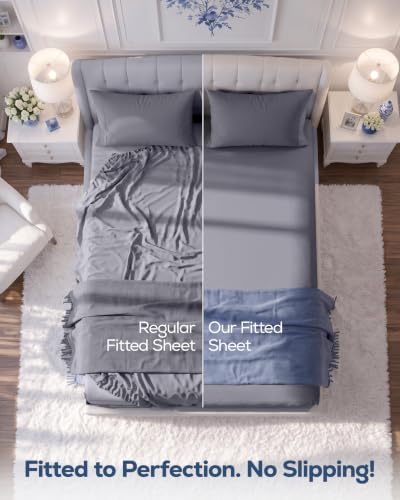 Queen Fitted Sheet, Ultra Soft Fits Up to 15 Inch Deep Pocket, Grey, view 4